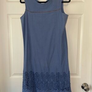 Fresh Produce Blue Midi Dress with Lace Hem